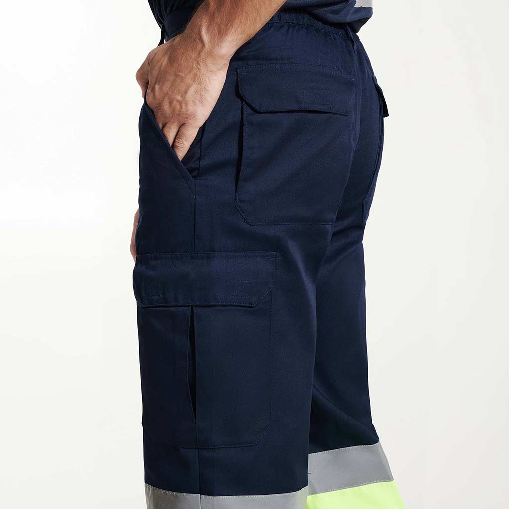Pantalón multibolsillo alta visibilidad verano Naos - foto modelo vista lateral