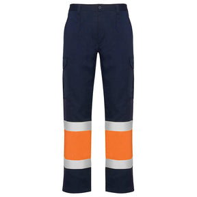 Pantalón multibolsillo alta visibilidad verano Naos - marino/naranja fluor