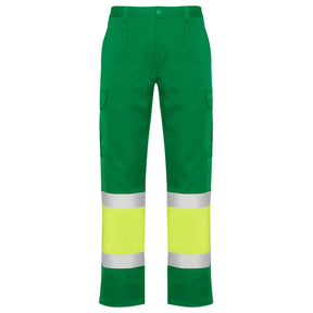 Pantalón multibolsillo alta visibilidad verano Naos - verde jardín/amarillo fluor